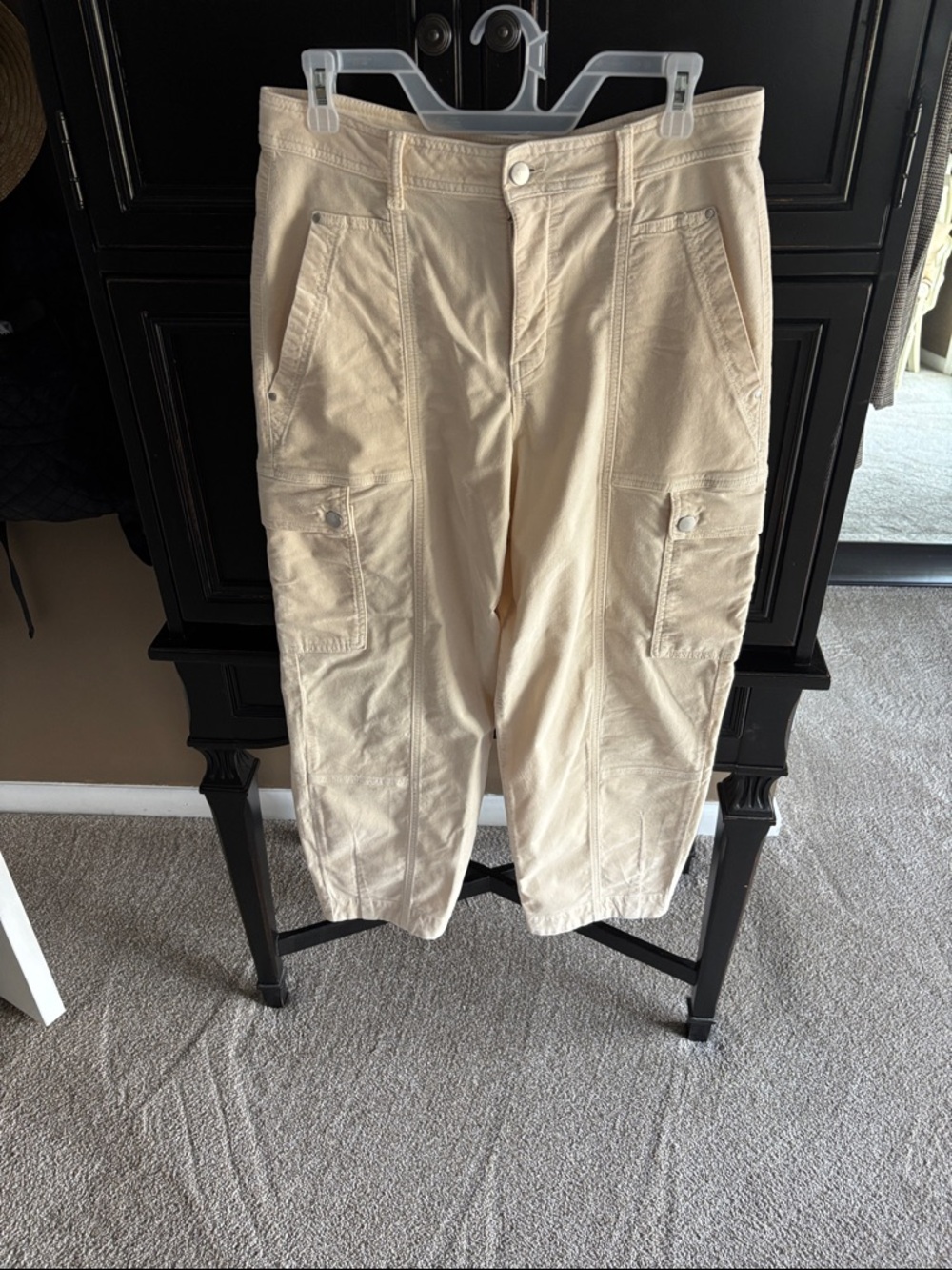Anthropologie Cream Cargo Trousers with Utility Pockets
